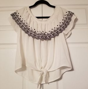 Black Swan Women's Off the Shoulder, Tie-Front Top